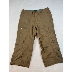 EDDIE BAUER Mercer Fit Women Casual Cargo Capri Pants Sz 10 Brown 8 pockets Hike